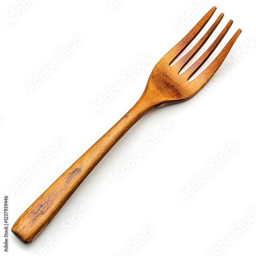 Wooden Fork Isolated on Firm White Background