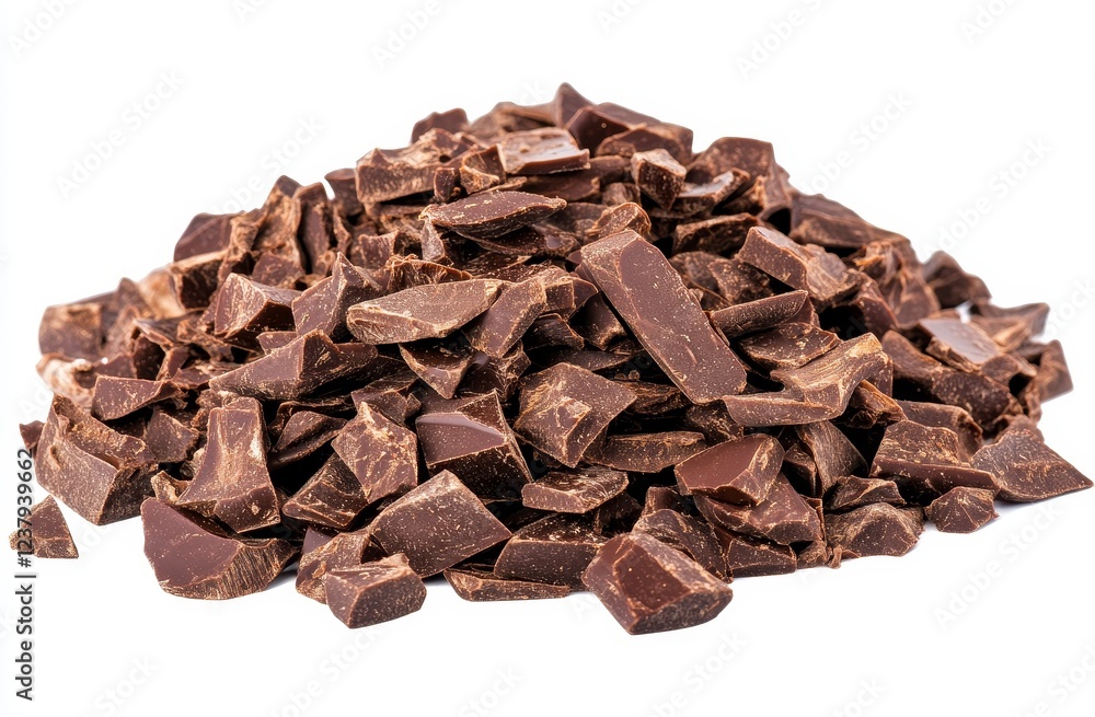 A large pile of dark chocolate chunks isolated on a white background. (1) A large pile of dark chocolate chunks isolated on a white background. (1)