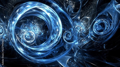 Wallpaper Mural Long exposure light painting featuring blue dynamic light circles Torontodigital.ca