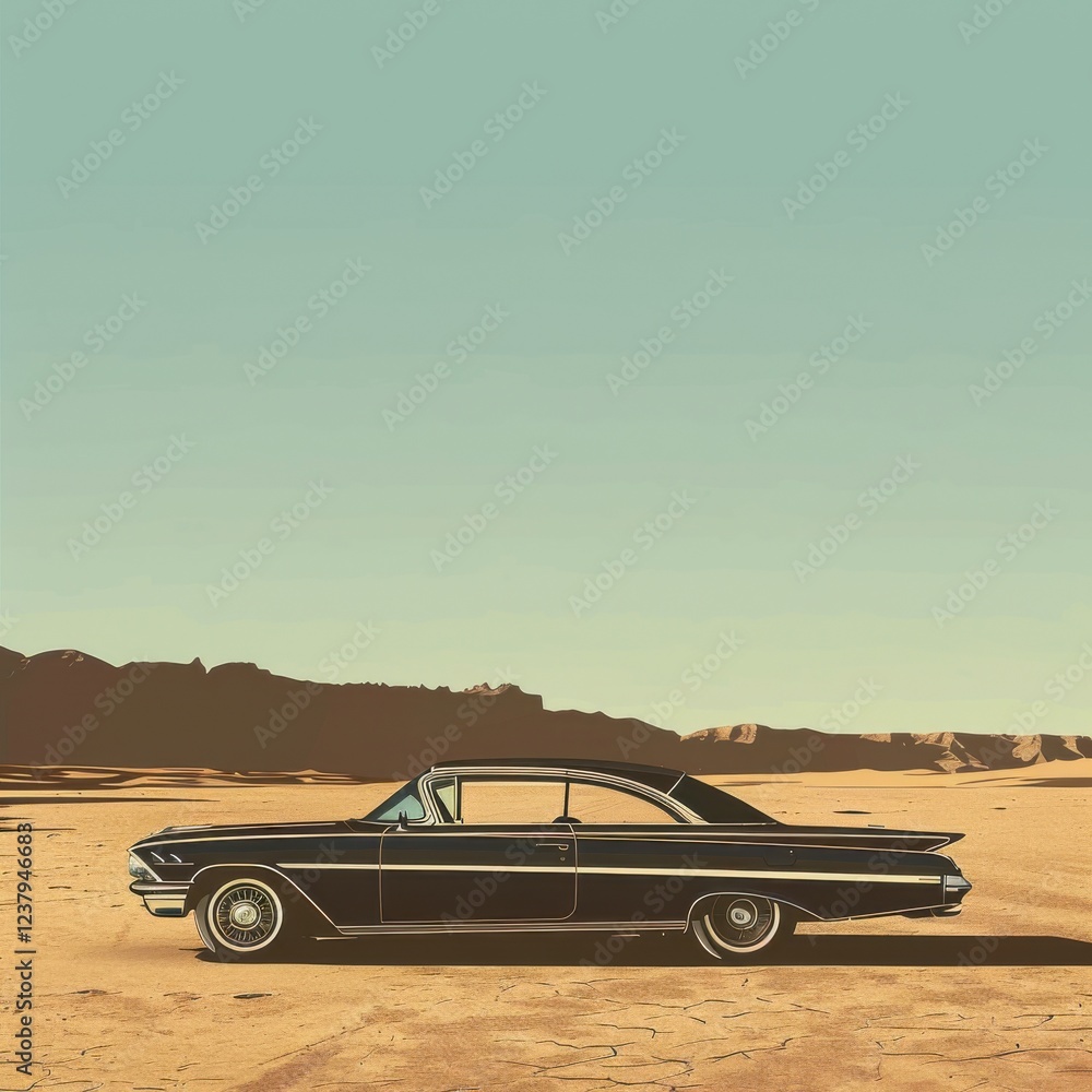 Classic Car Parked in the Middle of the Road Classic Car Parked in the Middle of the Road