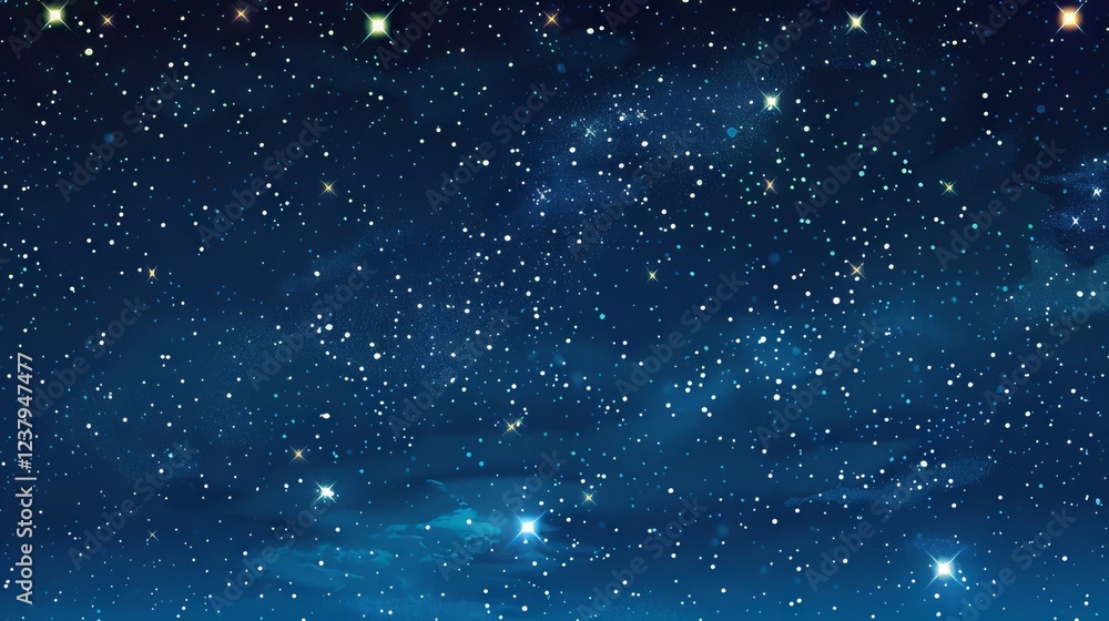 Fototapeta premium Expansive outer space night sky showcasing a shimmering starfield, radiant galaxies, and infinite cosmic universe in a deep black celestial background