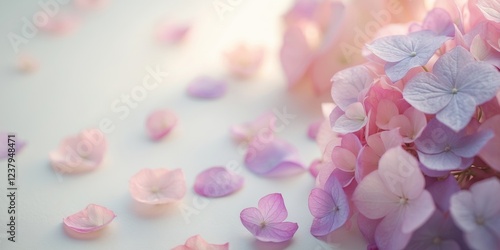 Pink and purple hydrangea petals background.