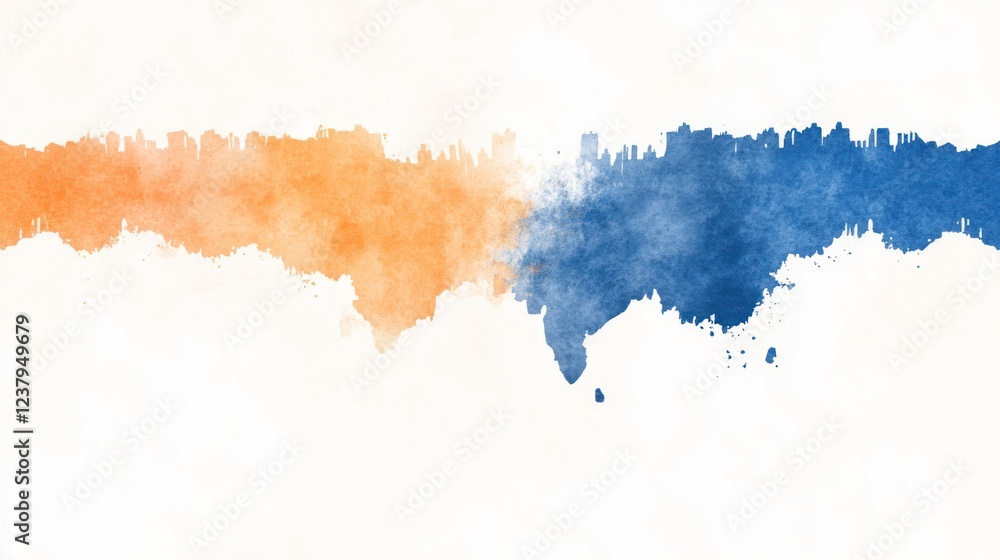 Obraz premium Stylized Watercolor Map of India with Cities and Paint Splatters