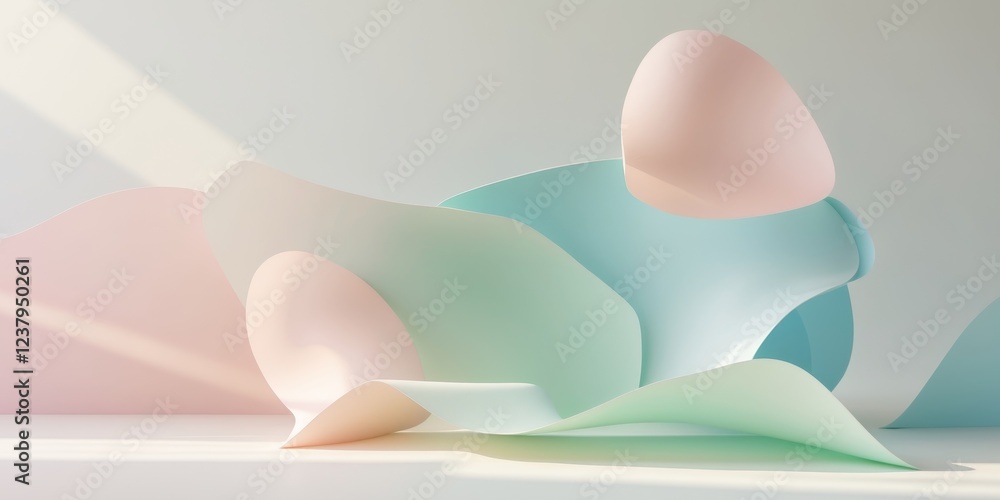 Fototapeta premium Abstract Pastel Shapes on Gradient Background