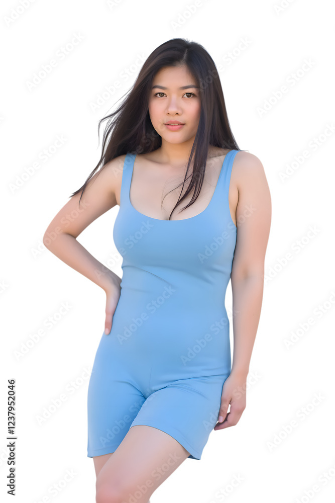 Asian woman wearing a dress on transparent background Asian woman wearing a dress on transparent background