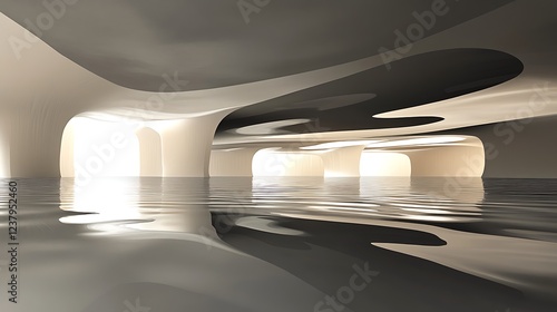 Abstract Architectural Space Reflecting in Water