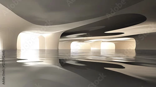 Fototapeta samoprzylepna Abstract Architectural Space Reflecting in Water