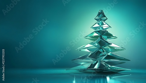 Abstract Teal Glass Christmas Tree Design