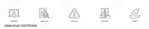 HACCP icon set flow process which consists of hazard analysis and critical control points acronym in food safety management system icon live stroke and easy to edit .