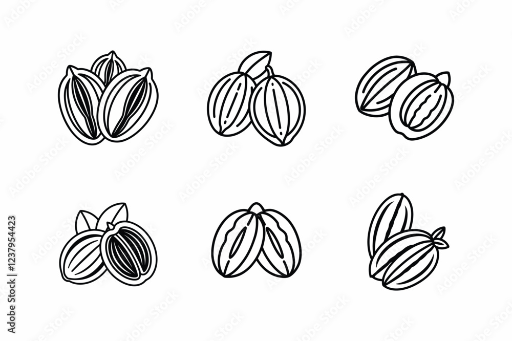 pecans icon line art vector illustration pecans icon line art vector illustration