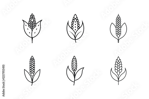 quinoa icon line art vector illustration
