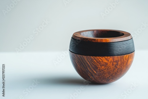 Wooden bowl, handcrafted, studio shot, minimalist background, home decor