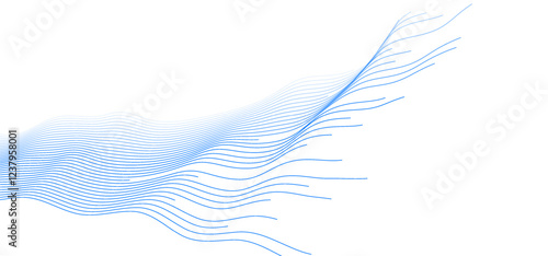 Blue minimal wavy lines abstract futuristic tech background. Vector digital design