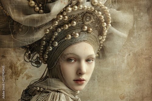 A Surreal Portrait of a Noblewoman with a Towering Presence