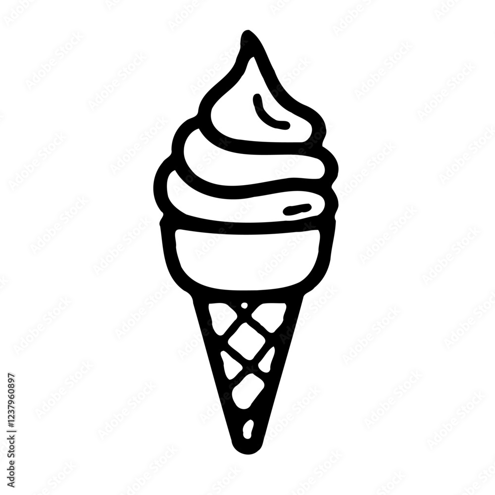 Simple Hand Drawn Ice Cream Cone Vector Graphic Simple Hand Drawn Ice Cream Cone Vector Graphic