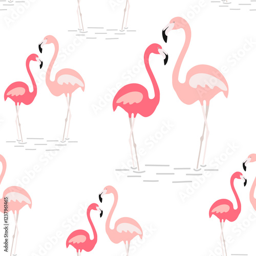 Pink Flamingo Pattern Exotic Tropical Bird Vector