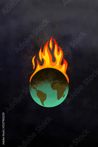 Planet earth on fire as seen from space. photo