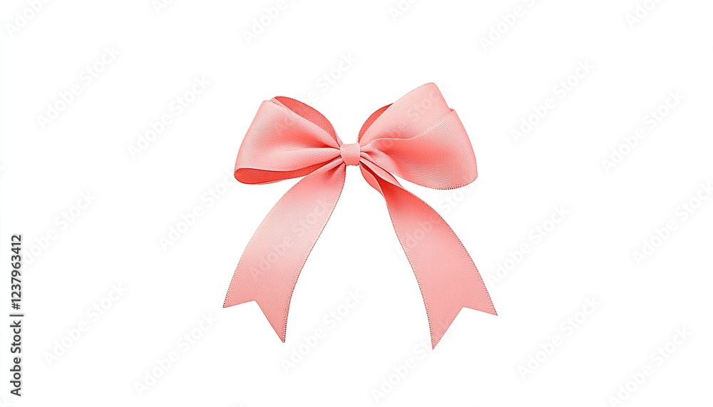 A delicate pink ribbon bow with flowing tails, perfect for gift wrapping or decoration A delicate pink ribbon bow with flowing tails, perfect for gift wrapping or decoration