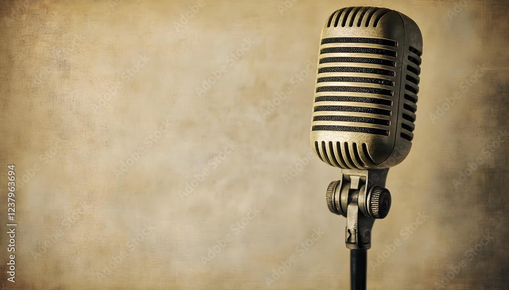 Fototapeta premium Vintage Microphone Against Textured Background