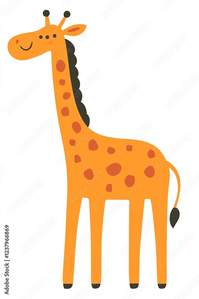 Obraz premium Cute Cartoon Giraffe Illustration African Animal Design