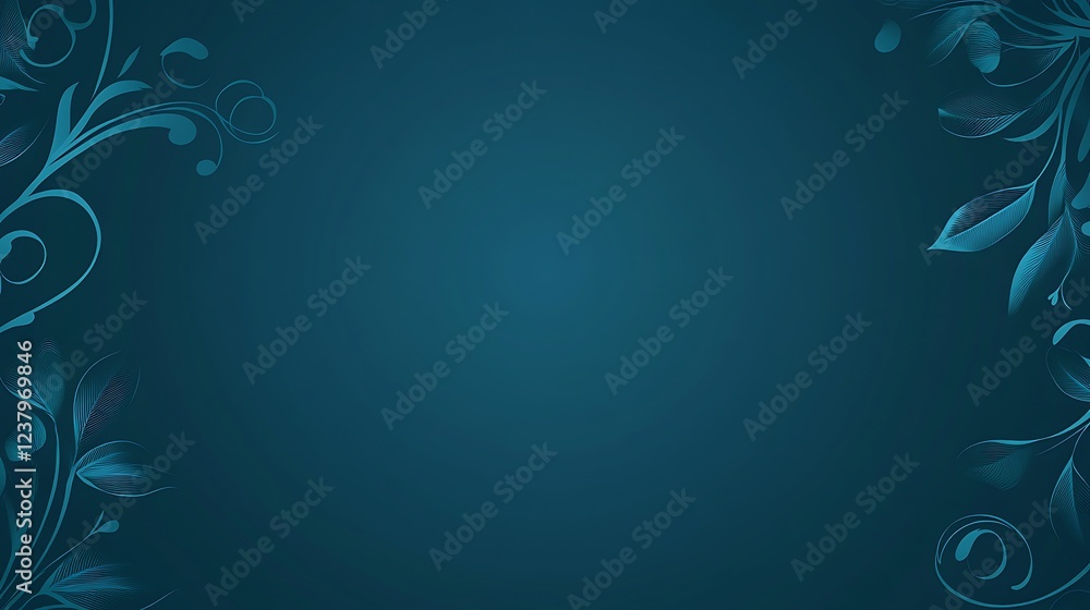 Teal Background with Elegant Floral Design Elements Teal Background with Elegant Floral Design Elements