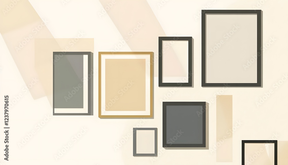 Abstract Wall Arrangement Of Empty Picture Frames Abstract Wall Arrangement Of Empty Picture Frames