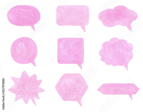 吹き出し　絵の具　インク　水彩　アナログ　ピンク