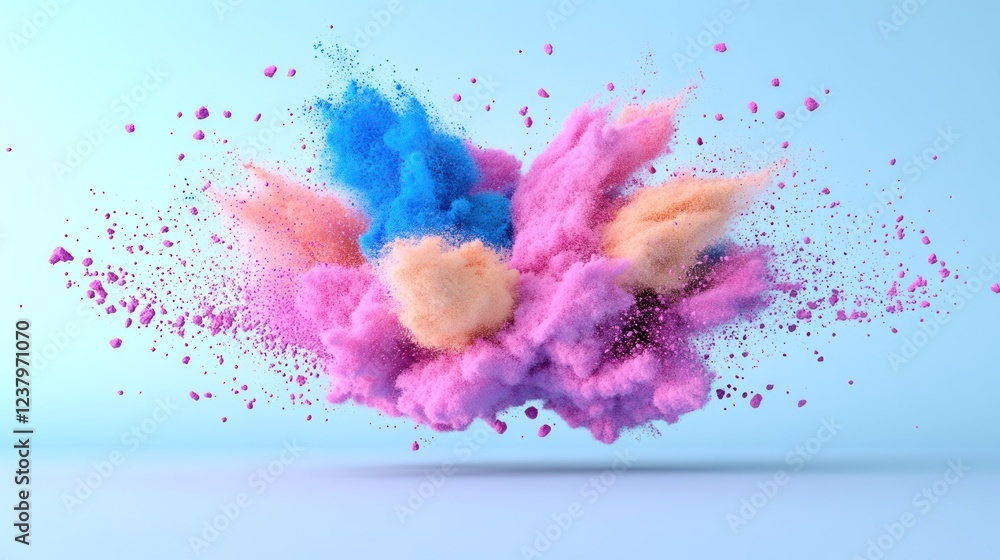 Naklejka premium Colorful Holi Celebration with Powder and Pichkari Design Illustration
