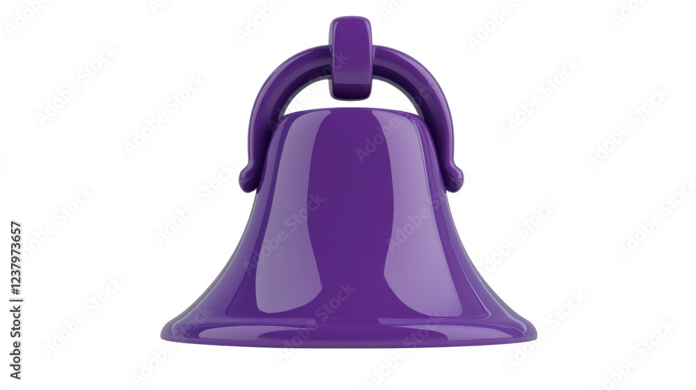 Purple notification bell icon hovering on transparent background Purple notification bell icon hovering on transparent background