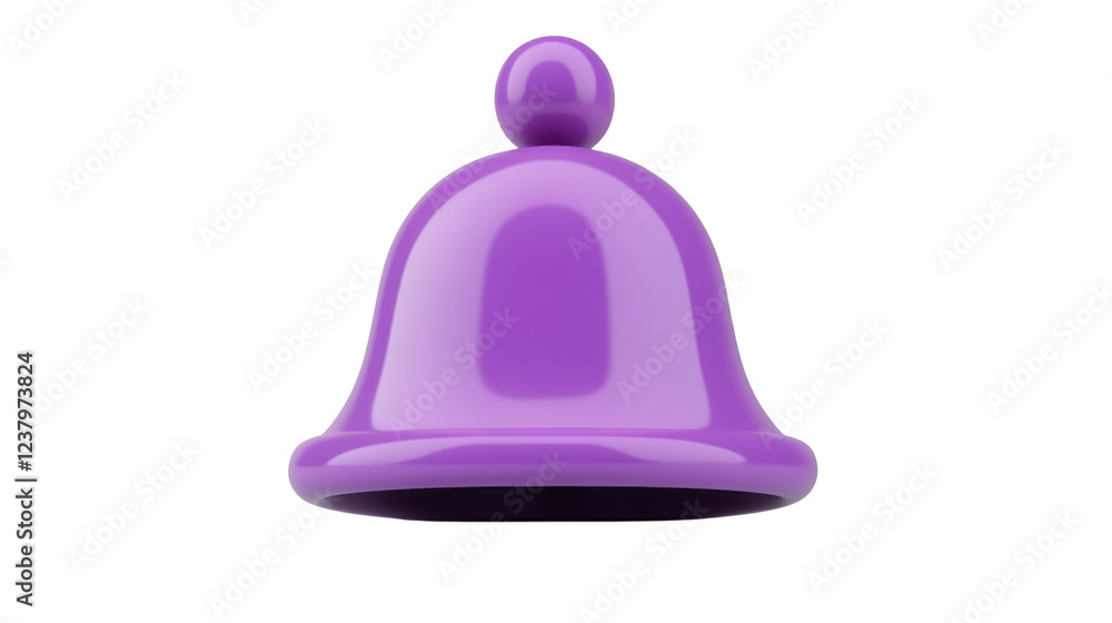 Purple notification bell icon hovering on transparent background Purple notification bell icon hovering on transparent background