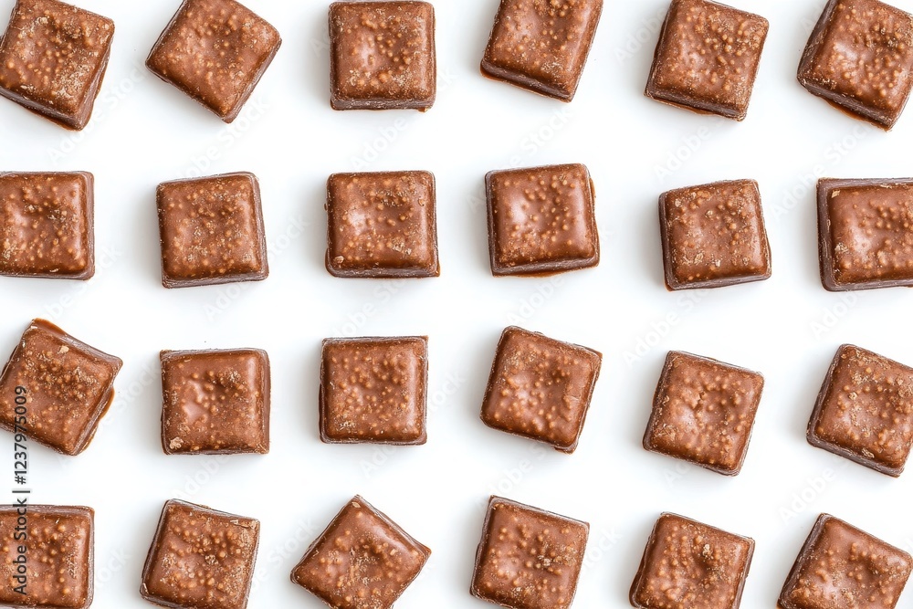 Flat Lay of Perfectly Arranged Brown Squares Flat Lay of Perfectly Arranged Brown Squares
