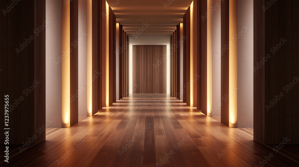 Long corridor in a modern office building. Long corridor in a modern office building.