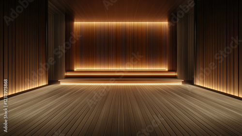 Wallpaper Mural Empty room hall with wooden floor and light Torontodigital.ca