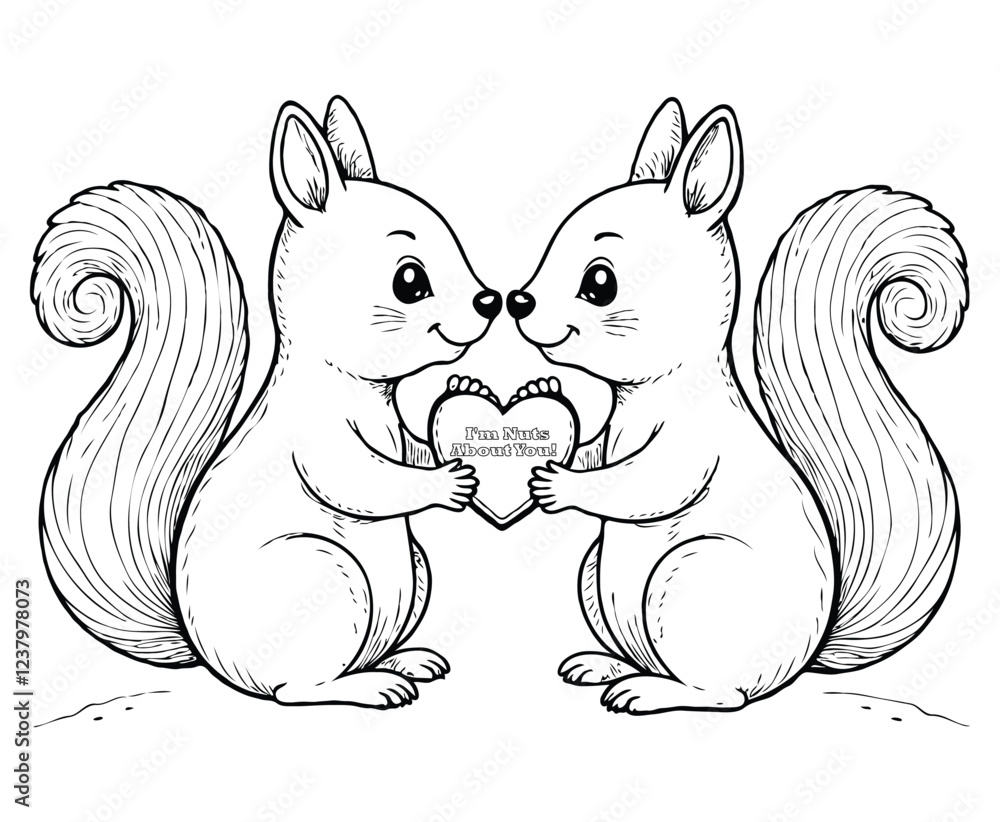 Fototapeta premium I'm Nuts About You! coloring page