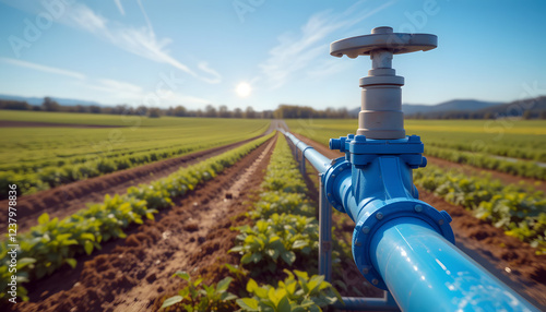 Rows of Crops and Irrigation System for Modern Farming Practices - FREE Download HD Image photo