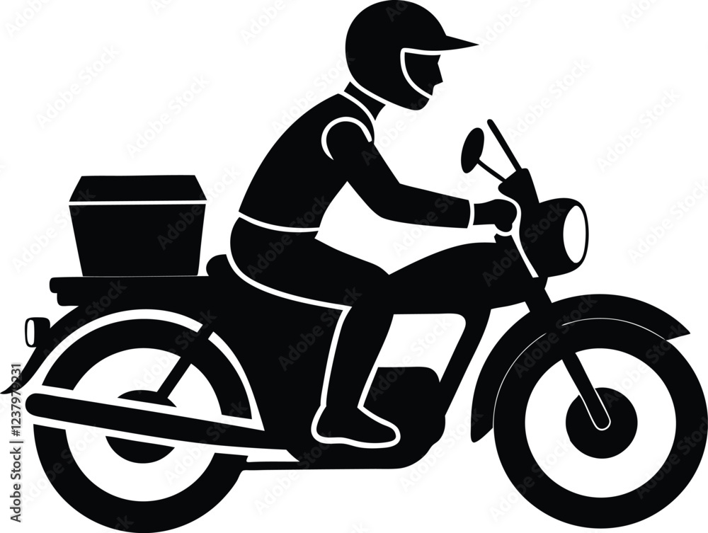 Shipping fast delivery man riding motorcycle icon Shipping fast delivery man riding motorcycle icon
