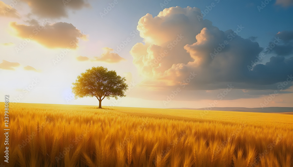 Fototapeta premium Golden Wheat Sunset