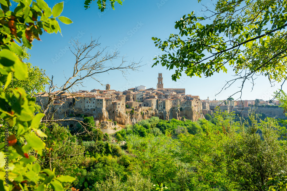 Fototapeta premium Pitigliano, Italy. Panoramic view of the old town 