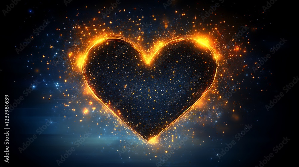 Modern Abstract Heart Design with Sparkling Golden Effects Modern Abstract Heart Design with Sparkling Golden Effects
