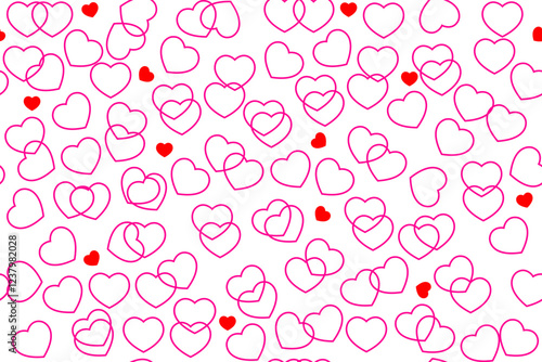 Seamless vector pattern with  red  pink hearts on transparent background for textile wrapping paper fashion illustration.