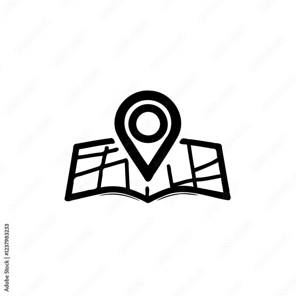 Location symbol on map navigation direction icon Location symbol on map navigation direction icon