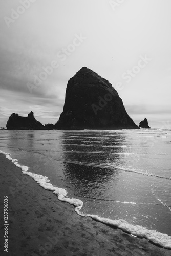 Haystack Rock Reflected on the Shores of Cannon Beach photo