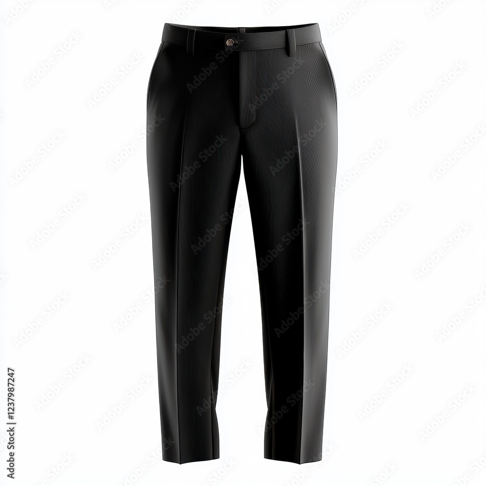 Classic black dress pants with a tailored fit, centered on a clean white background Classic black dress pants with a tailored fit, centered on a clean white background