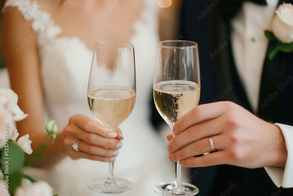 romantic moment featuring hands holding glasses of sparkling wine during wedding celebration, symbolizing love and joy romantic moment featuring hands holding glasses of sparkling wine during wedding celebration, symbolizing love and joy