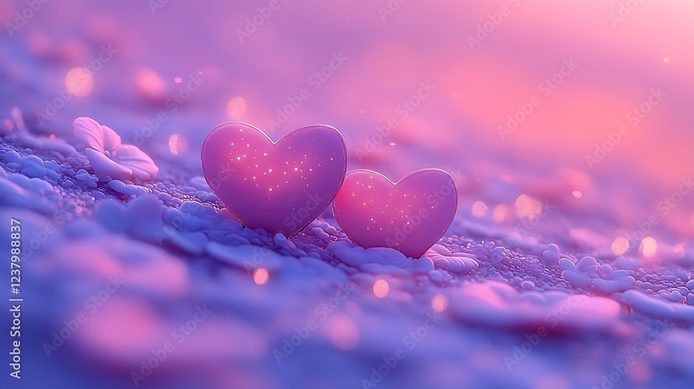 Fototapeta premium Soft Focus Hearts on Abstract Background for Romantic Design