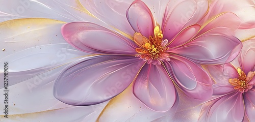 A stunning abstract floral design in shades of pink and gold representing the beauty diversity and power of womena??s voices being heard and respected