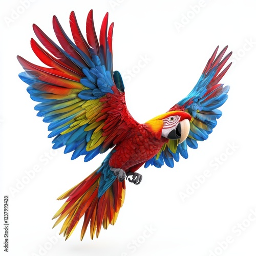 Wallpaper Mural Colorful macaw parrot with its wings outstretched, placed on a bright white background Torontodigital.ca