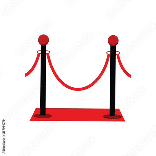 Elegant Red Carpet Barrier with Ropes Silhouette Vector