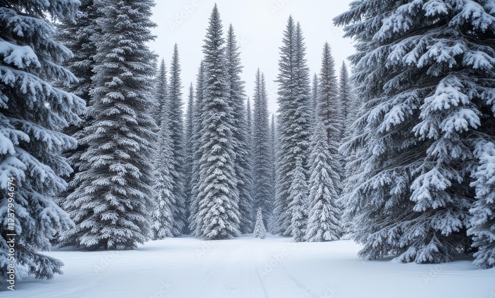 Snowy winter forest landscape Snowy winter forest landscape