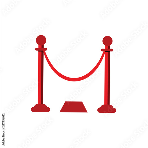 Red Carpet Stanchions with Velvet Ropes Vector Illustration